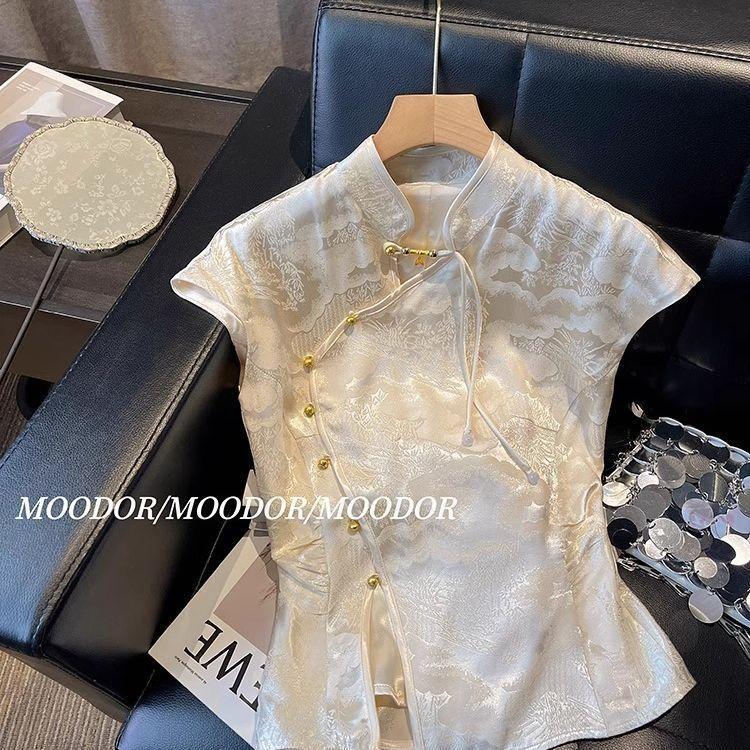 Versatile outerwear Feifei sleeve shirt women's 2025 summer and summer slim-fitting chic top