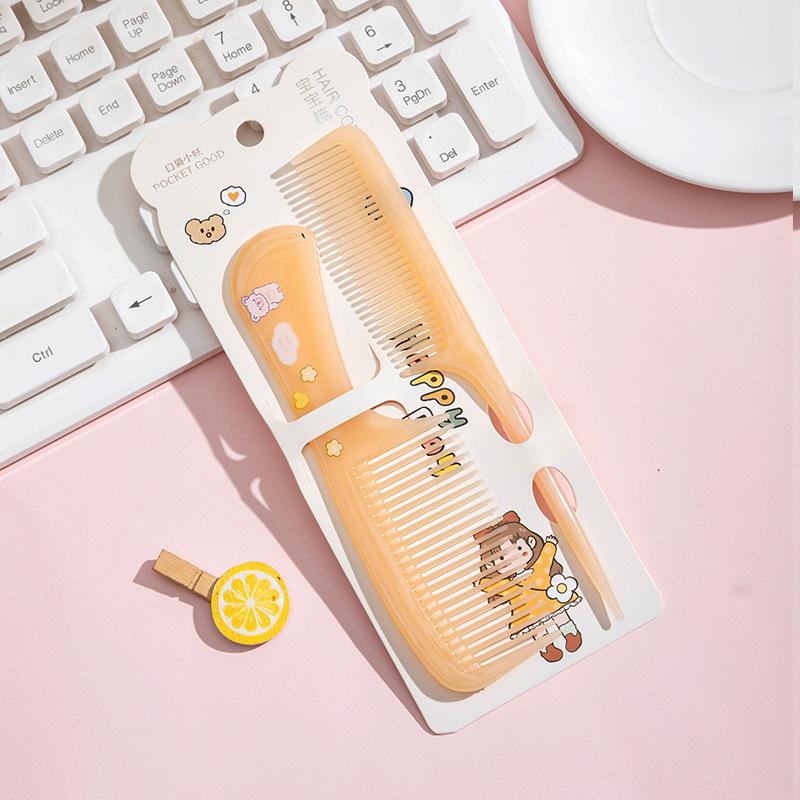 Jelly Color Cartoon Print Children's Fine-Tooth Comb Set - Portable Hair Styling with Pointed Tail Comb