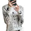 Women's Early Spring Loose Knit Pullover: Color Block Merino Wool Long Sleeve Sweater