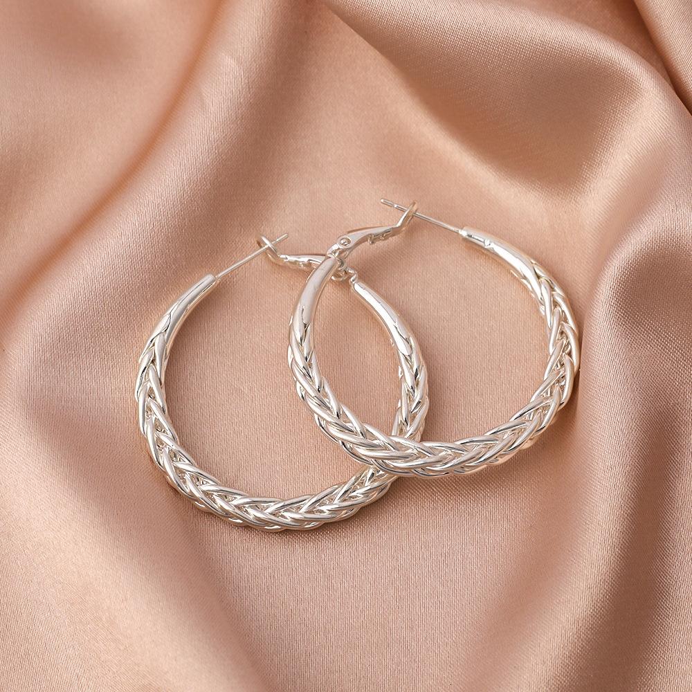 925 Silver Needle Hypoallergenic Large Hoop Earrings for Women Fashion Minimalist 30/40/50mm Earring Jewelry Mother's Day Gift