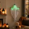 Halloween Hanging Decoration with Green Light and Moving Arms - Multi-Expression for Outdoor Yard and Amusement Decor