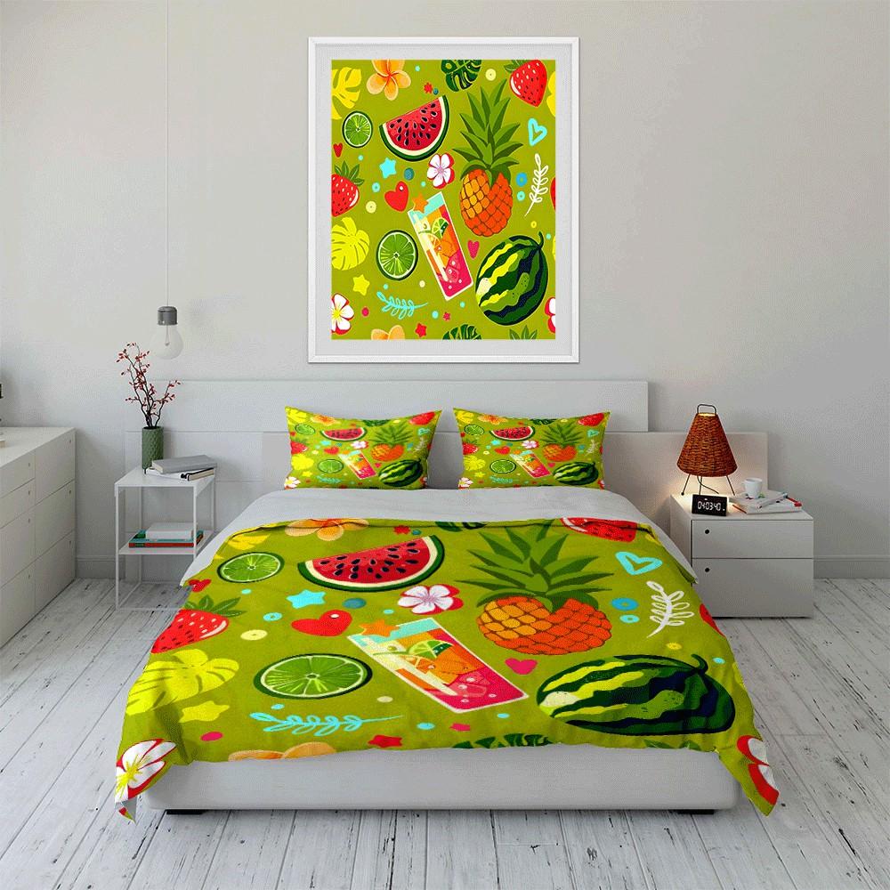 Fruit-Themed Summer Party Set Exquisite Three-Piece Bedding Set Gift For Kids And Adults