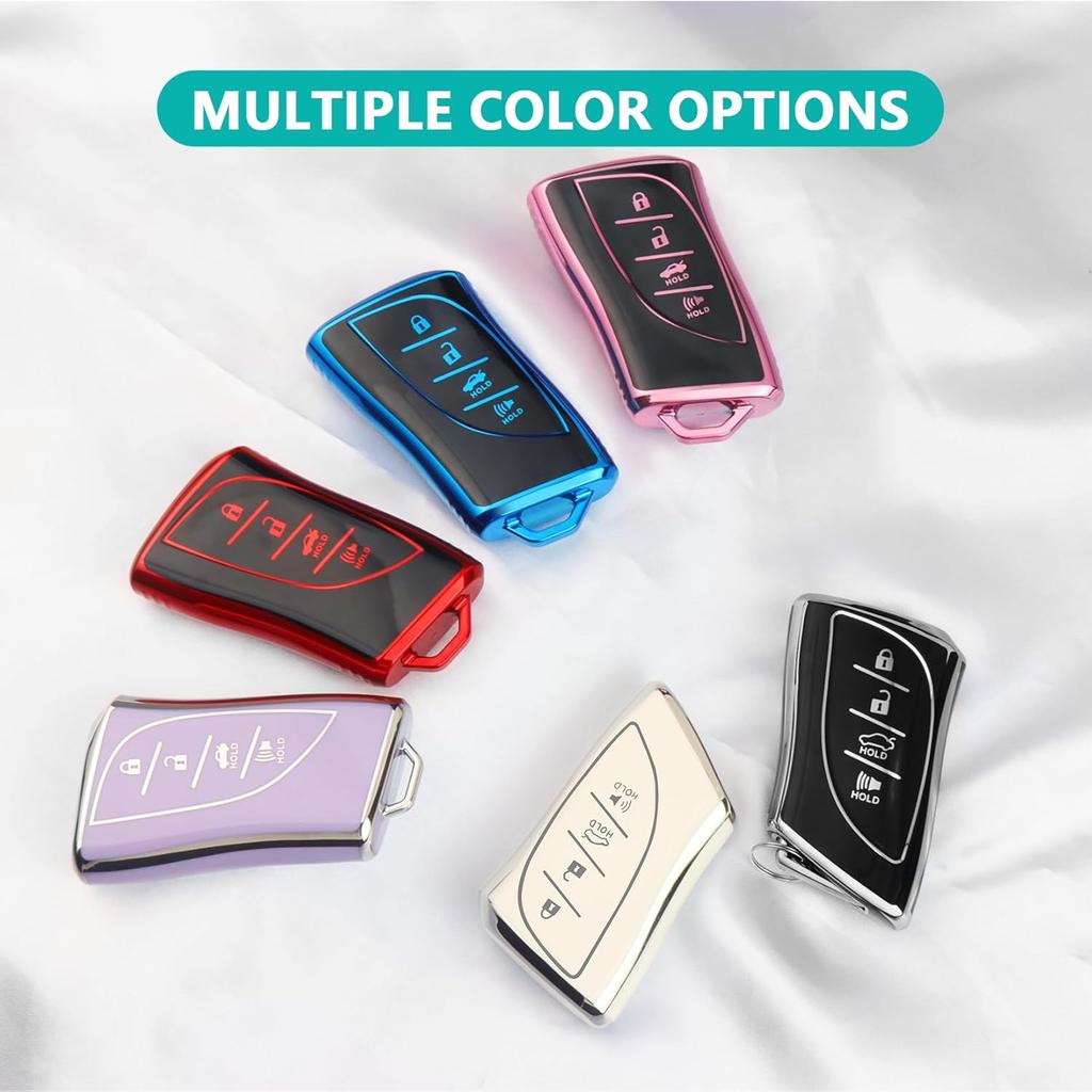 Key Fob Cover Fit for Lexus, 4 Buttons TPU Protection Key Case Compatible with 2018-2025 ES250 ES300h ES350 RX350 UX200 LS500 LS500H LC500 LC500h