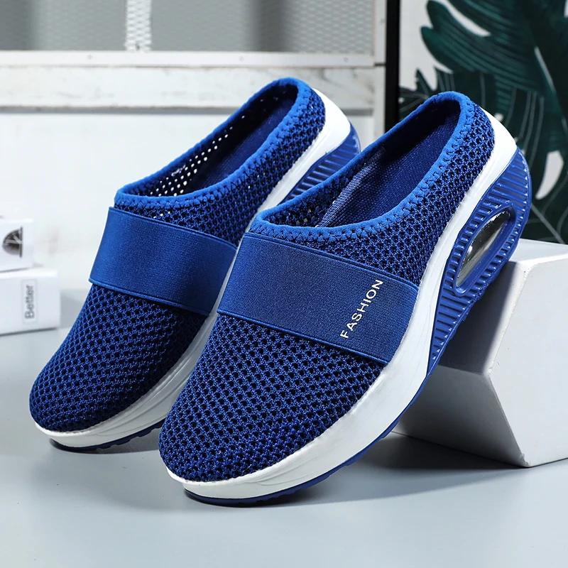 

Женские тапочки 2025 Лето Мягкие Нескользящие Шлепанцы Сандалии Легкие Удобные Пляжные Тапочки для Женщин Обувь на Плоской Подошве 35 королевский синий