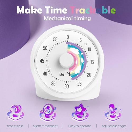 GeeRic Visual Timer, 60-Minute Desk Timer for Study, Classroom, Kitchen, Countdown Timer, Kids Time Manager Tool with Alarm