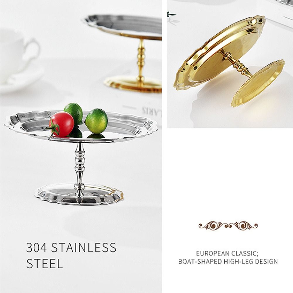 Bol à Dessert en Acier Inoxydable Plat à Fruits Moderne Support à Gâteaux Coupe de Rangement pour Collations Plat de Service
