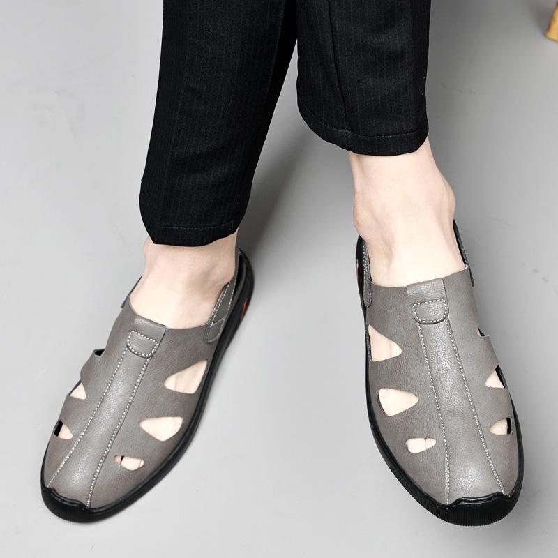 Summer Genuine Leather Men Sandals Fashion Newest Roman Sandals Handmade Men Casual Shoes Breathable Loafers Men'S Beach Sandals