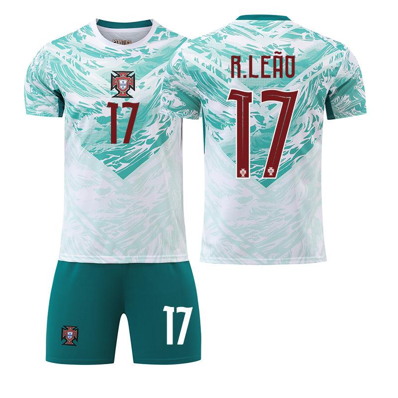 World Cup Portugal Away Football Jersey No. 7 Short-Sleeved Jersey Set Green Shorts