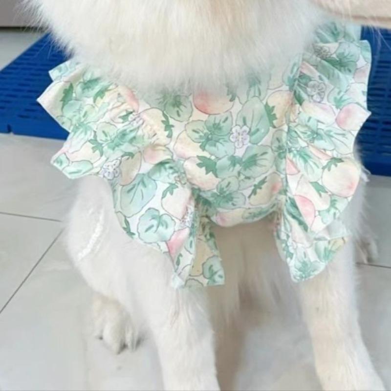 Pet Clothes Spring and Summer Cute Medium and Large Dog Clothing Pet Clothing Floral Princess Skirt Midsummer Flowers