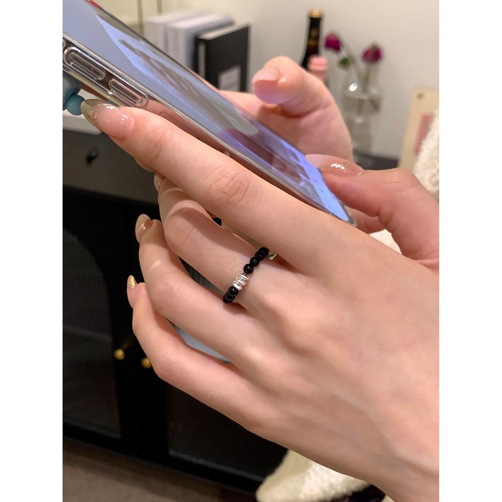 Black Adjustable Versatile Agate Ring For Women With A Touch Of Vintage Charm