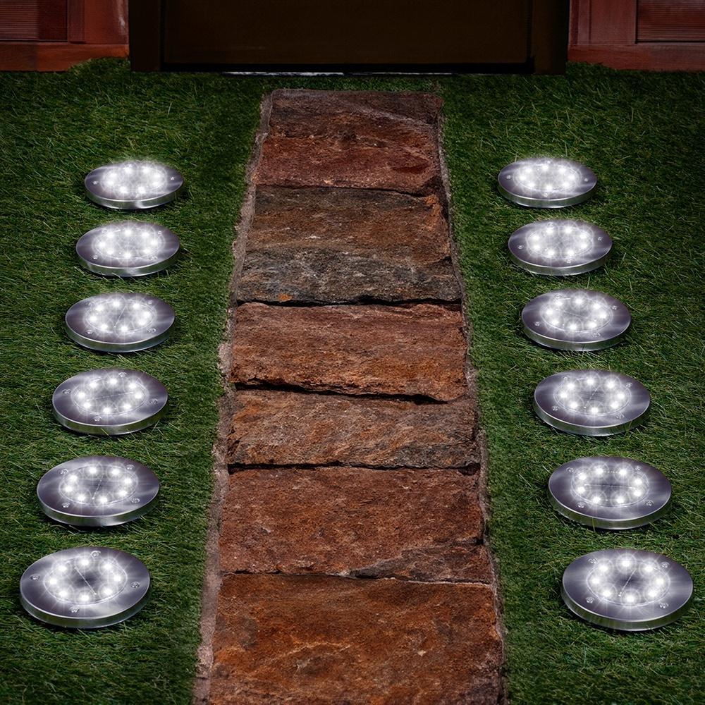 12x Solar Garden Lamp Ground Lamps LED Disc with Sensor