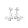 French Retro Butterfly Drip Oil Stud Earrings: Silver Needle, Fashionable & Versatile for Women