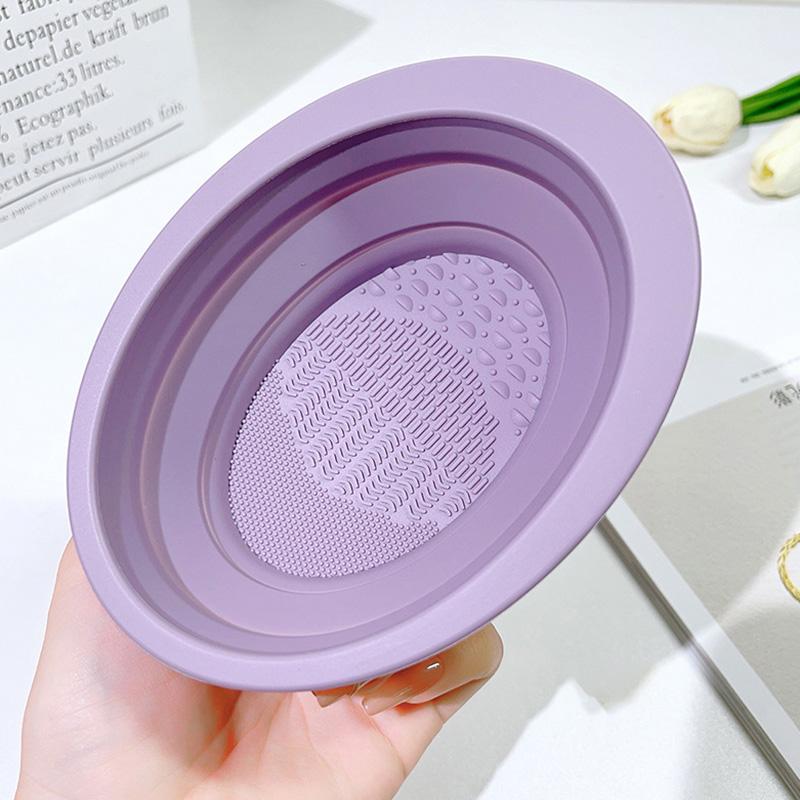 Makeup Brush Cleaning Tool Foldable Silicone Bowl Beauty Egg Cleaner Sponge Puff Washing Portable Scrub Mat Cat Ear Cosmetics