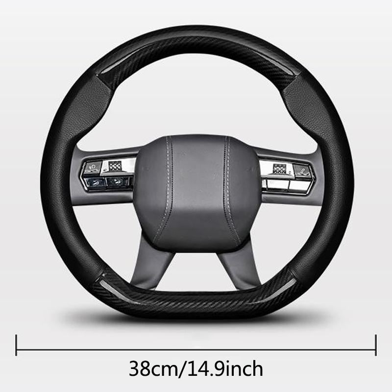 ABJV1 For Porsche Panamera Cayenne Taycan 911 718 Macan Carrera-GT Carbon fiber Leather Car Steering Wheel Anti-slip Wheel Cover
