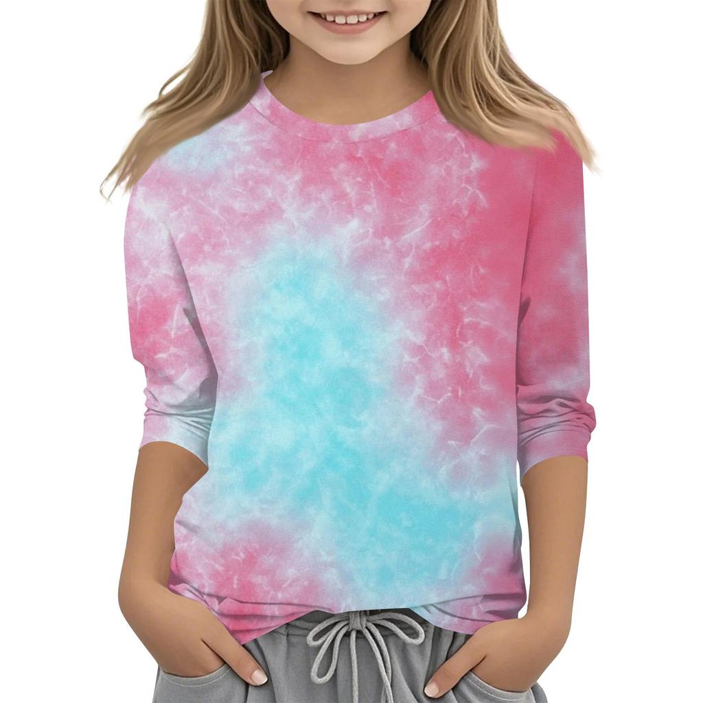 Children's 3/4 Sleeves Printed O-neck Top Everyday Casual T-shirt