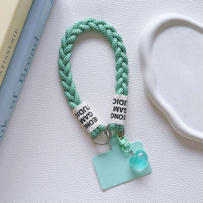 Fashion Mobile Phone Lanyard Hanging Decoration Can Be Carried Twist Rope Anti-loss Love Heart Pendant Strong Wrist Short Straps