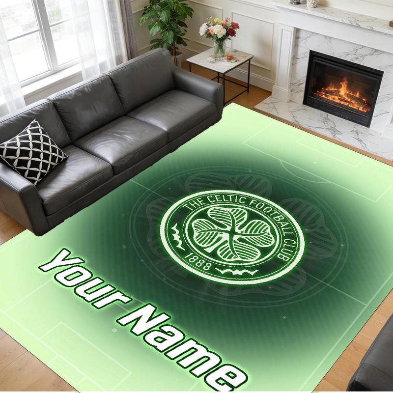 Crystal Velvet Rug Custom Name Text, Soft Non Slip Floor Mat Home DecorCeltic FC