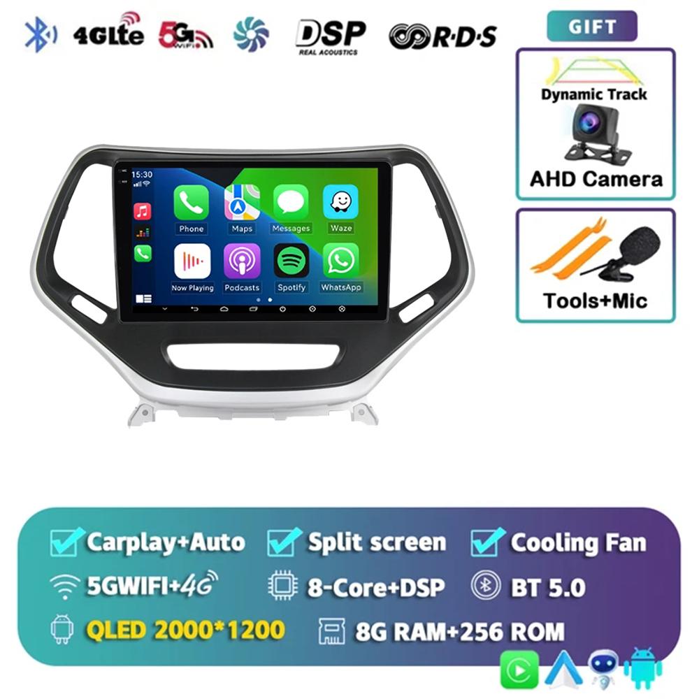 Android 14 Carplay Auto WIFI+4G Car Radio For Jeep Cherokee 5 2014-2018 Multimedia GPS Video Player Stereo 2din Dsp Head Unit