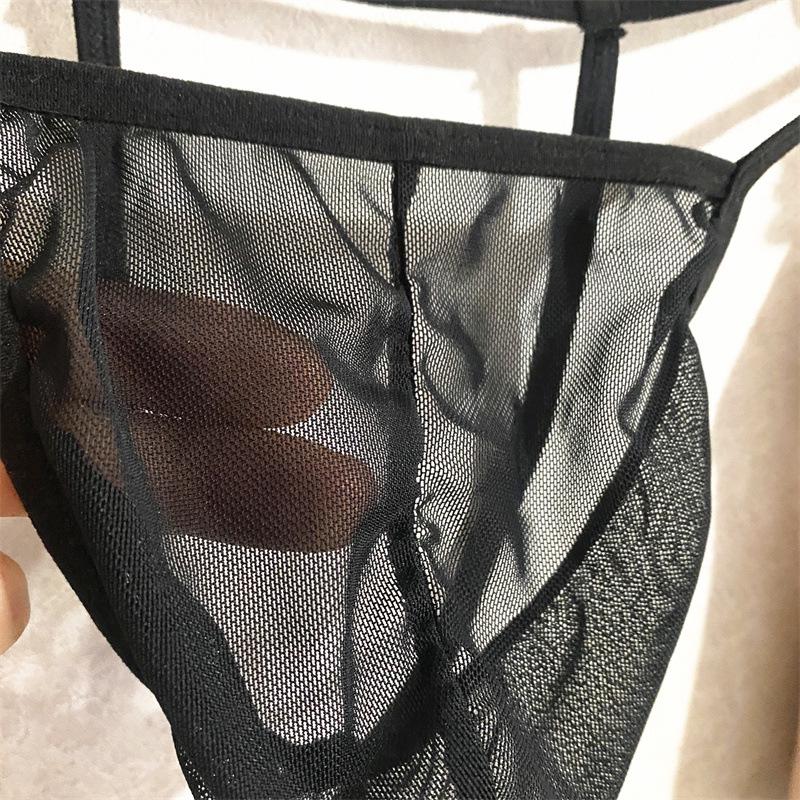 Men's Transparent Mesh Double Strap Thong