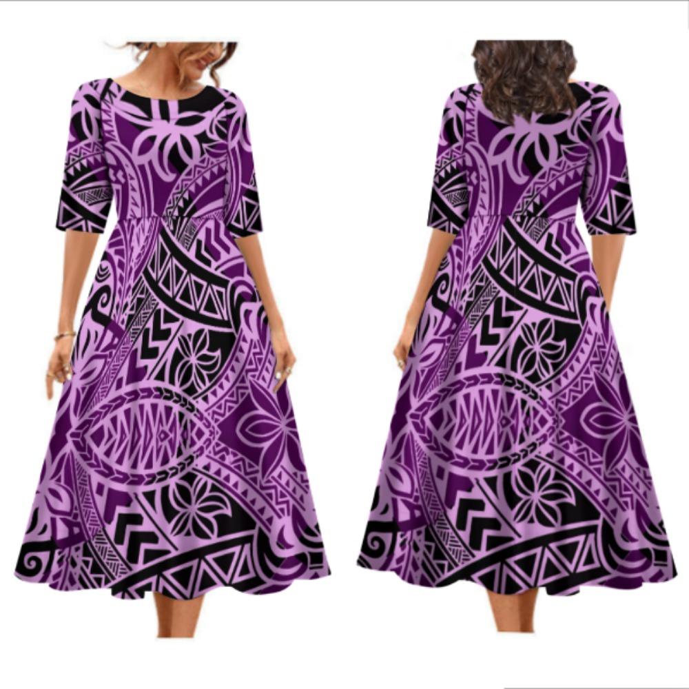 2025 Women's Dress Summer Short Sleeve High Quality Dress Soft Fabric Art Maxi Summer Polynesian Custom Maxi Dress