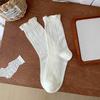 Ladies Summer Thin Mesh Hollow Out Breathable Sweet Lace Lace Bubble Mouth White Tube Stack Socks