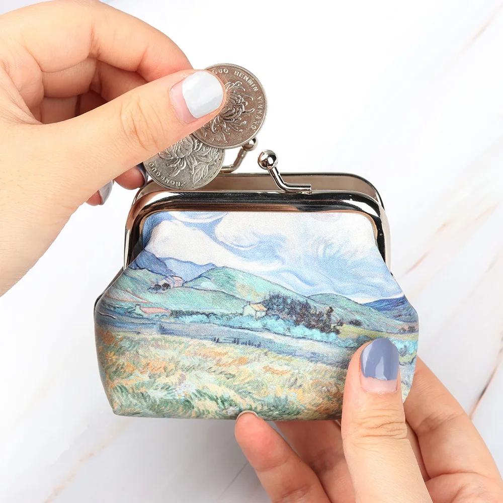 Vintage Women Printing Coin Purses Girl Hasp Zero Wallet Ladies Clutch Change Purse Female Mini Money Bag PU Leather Wallet