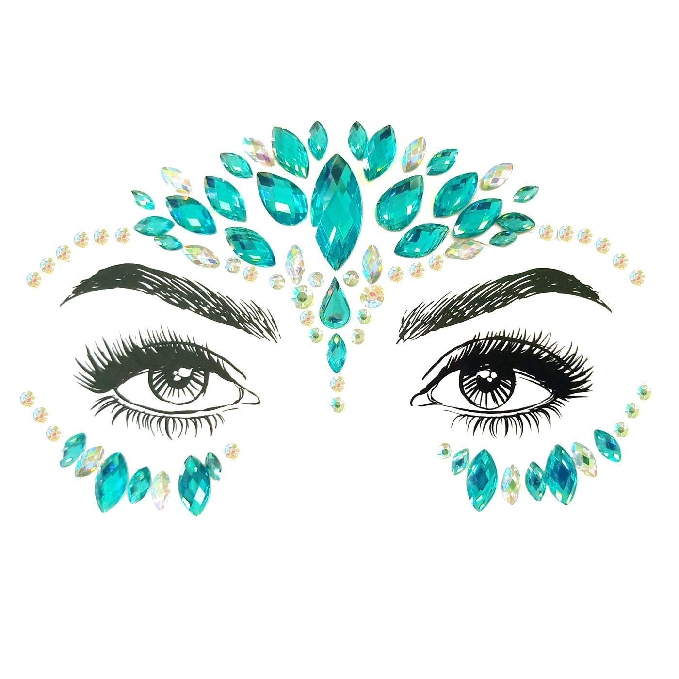 Кристалл Лицо Драгоценности Стразы Лицо Наклейки Макияж Для Лица Фестиваль Драгоценных Камней Блеск Татуировки Бровей Фестиваль Партии Женщин Наряжаться 12.5*16.5CM