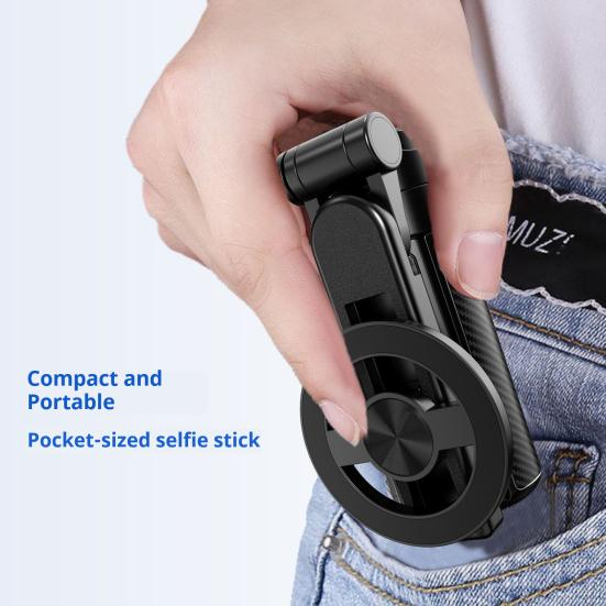 Mini Magnetic Selfie Stick with Bluetooth-compatible Remote 360 Degrees Rotation Portable Selfie Stick with Extendable Tripod Phone Holder