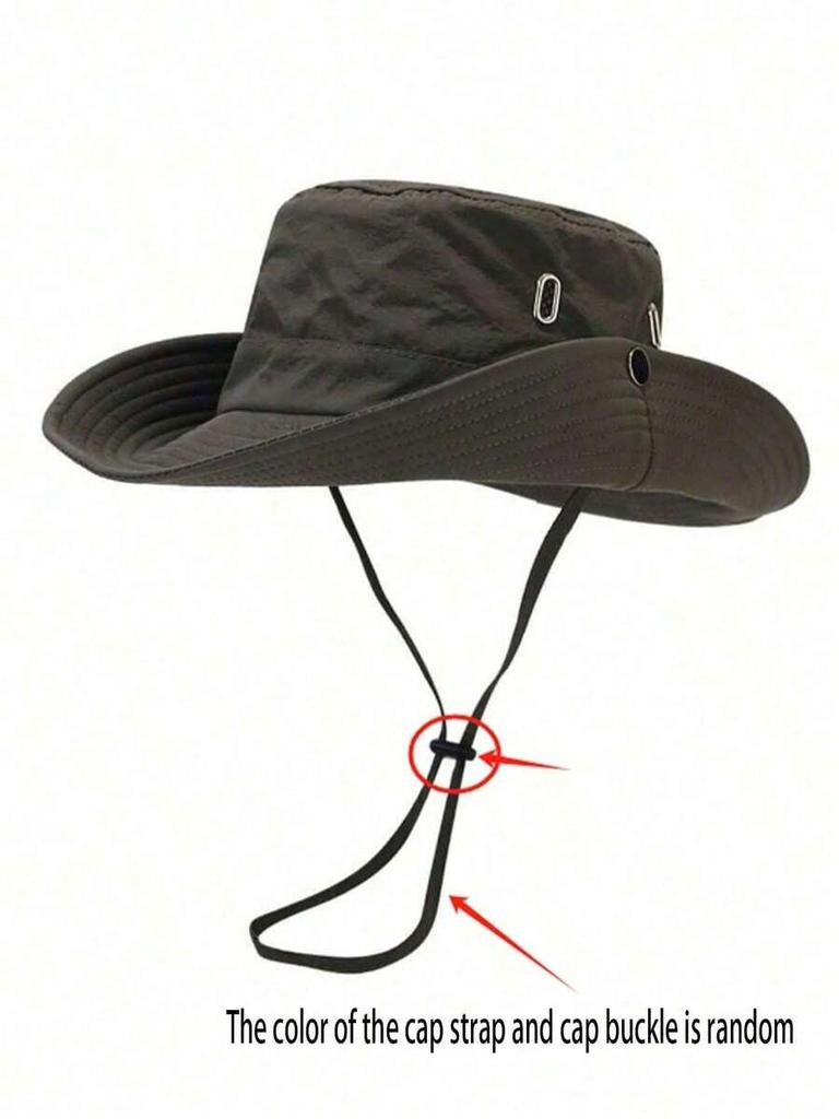 Solid Color Wide Brim Bucket Hat For Sun Protection Adjustable Outdoor Sports Beach Travel