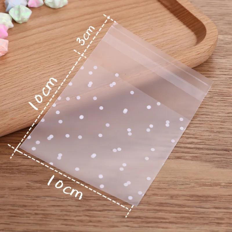100Pcs Frosted Polka Dot Biscuit Snack Self-adhesive Snowflake Crisp Candy Party Gift Packaging Bags