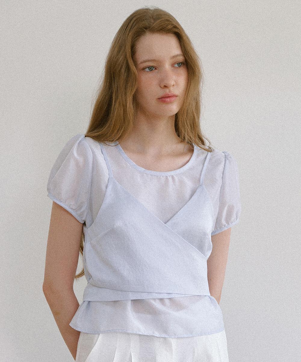 Laminez See-Through Bustier Blouse - Sky Blue Sky Blue/Free