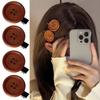 1/2pcs Fashion Retro Wooden Button Hair Clip Mini Styling Brown Hairpin Barrette Sweet Korean Style Headdress for Women Girls