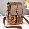 Women Fashion Bohemian Style Printed Phone Bag PU Leather Versatile Single Shoulder Bag Ethnic Style Luxury Handbag For Ladies