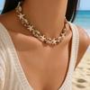 European and American personalized soft pottery necklace fashion coconut tree starfish flower pendant long necklace stacked collarbone chain