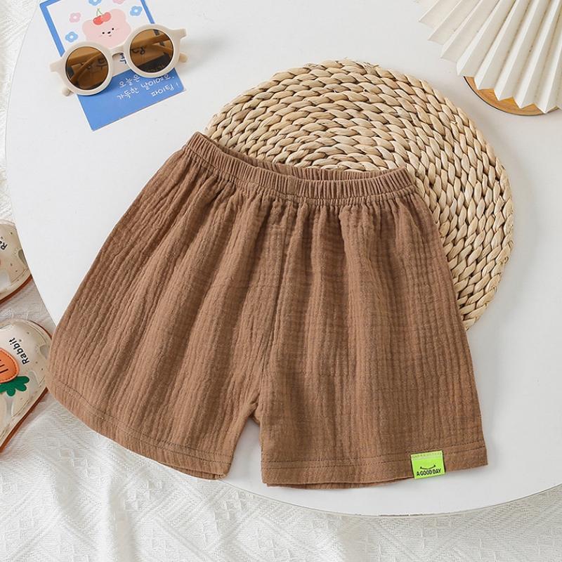 

Летние детские шорты для девочек, однотонные короткие детские повседневные брюки из чистого хлопка, детские короткие брюки, спортивная одежда для мальчиков, верхняя одежда 130 кофейный