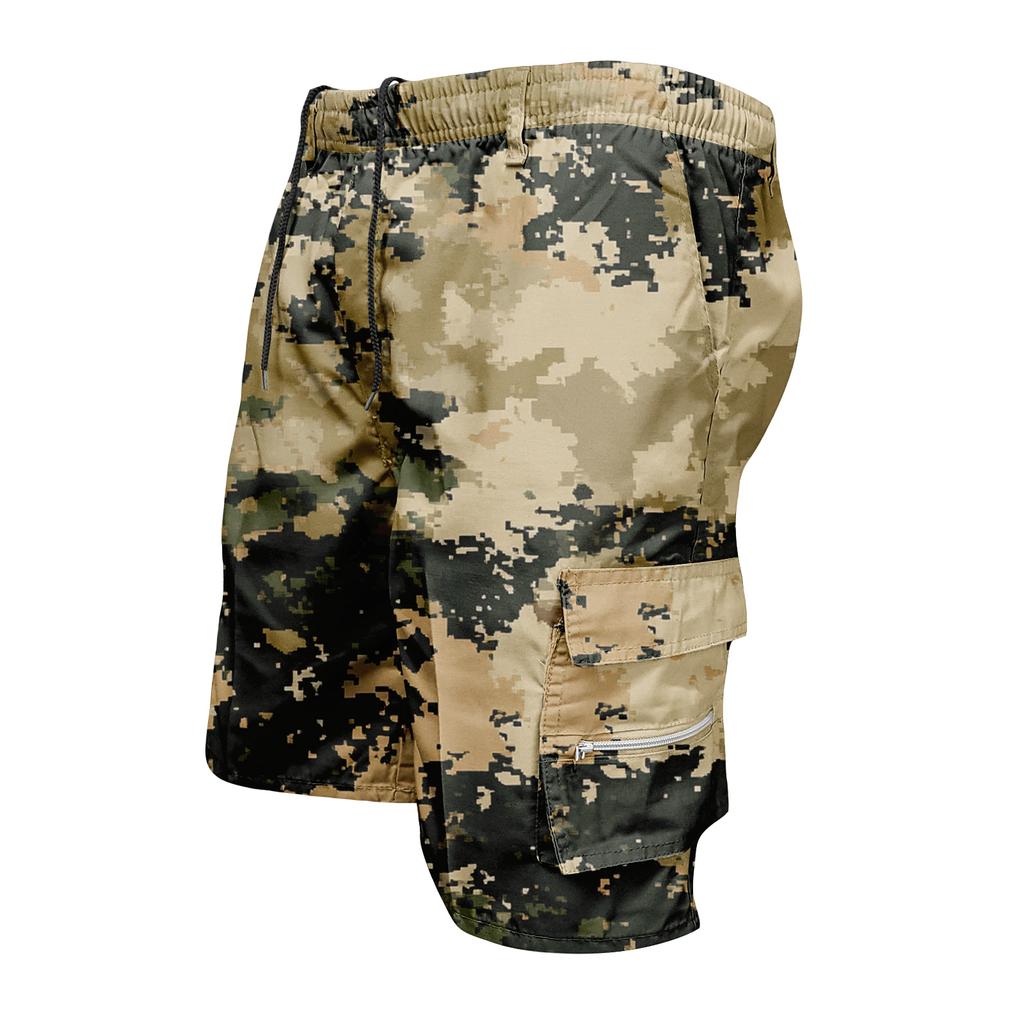 Men's Camouflage Cargo Shorts with Pockets and Drawstring Waist