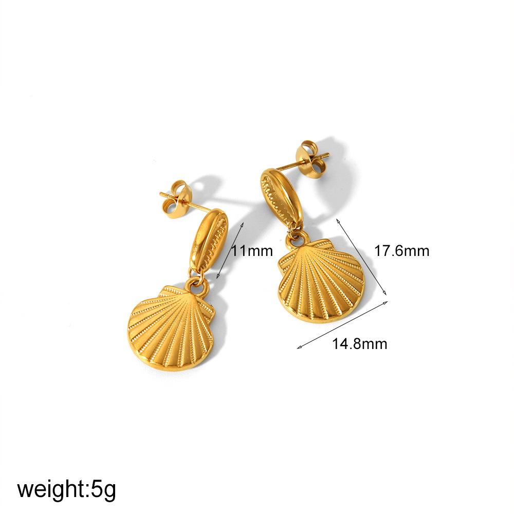 Light Luxury Fashion Marine Series Jewelry Stainless Steel Shell Earrings 18k Gold Starfish Stud Earrings Women