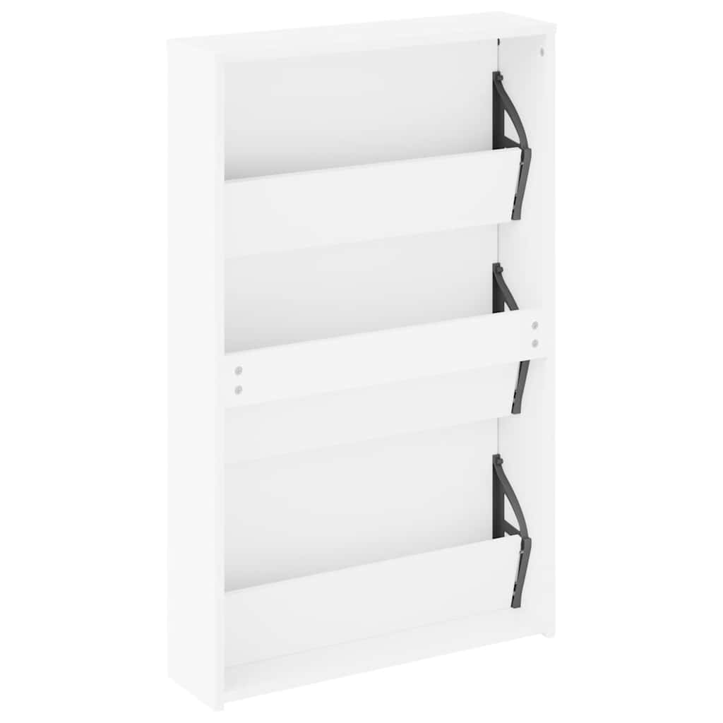 Vidaxl Szafka Na Buty, Lustro, 3 Szuflady, Biały Połysk 63X17X102,5 Cm