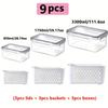 9pcs fridge storage boxes with lids stackable with drain tray for fruits, vegetables, suitable for camping and dining