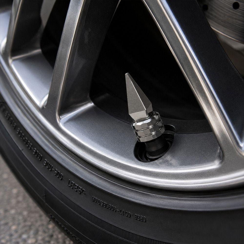 4pcs Universal Car Modification Sharp Pointed Valve Aluminium Alloy Modified Screw On Valve Cap