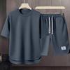 Mannen Koreaanse Mode Wafel Tweedelige Set Zomer Korte Mouwen T-shirt En Shorts Losse Sets Mannen Designer Kleding trainingspakken
