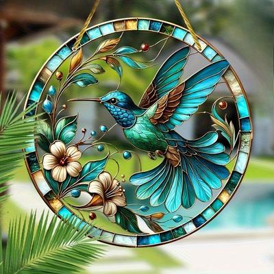 2D Flache Acryl Kolibris und Blumen Dekoration, Keine Batterien/Strom benötigt, Einzigartige Innen-/Außen Dekoration, Mehrzweck Traditionell