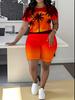Abstract code European and American women's clothing butterfly printing T-shirt shorts set sports suit