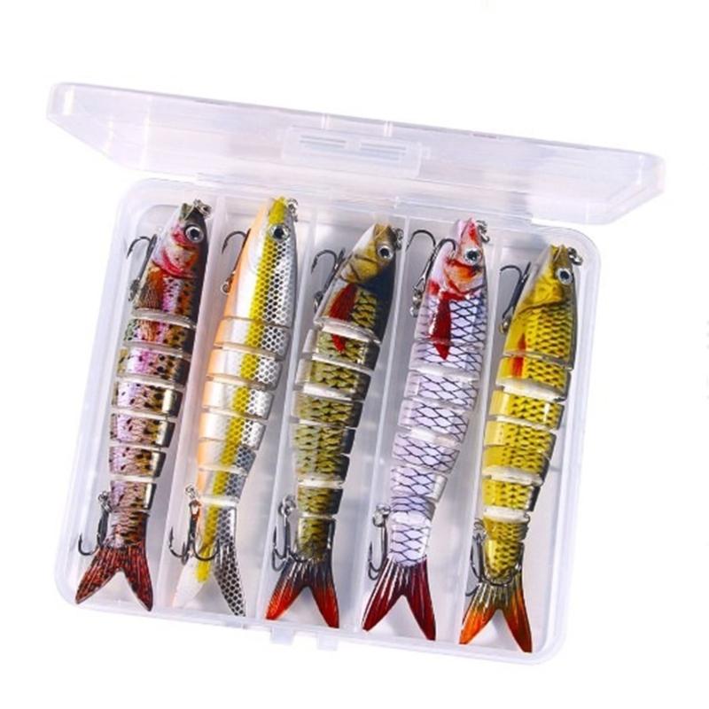 5Pcs Fishing Swimbait Wobblers Baits 3D Artificial Fishing Lures Saltwater Multiple Sections Baits Fishhooks Fish Lures