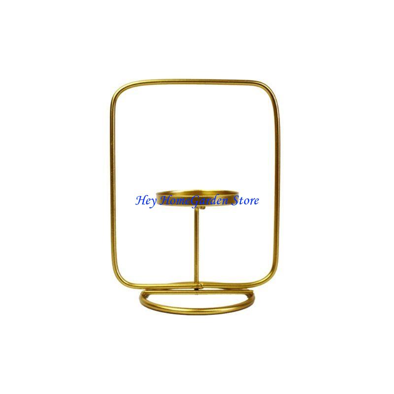 C63B Nordic Metal Iron Geometric Candlestick Holder Home Decoration Candlelight Dinner Square