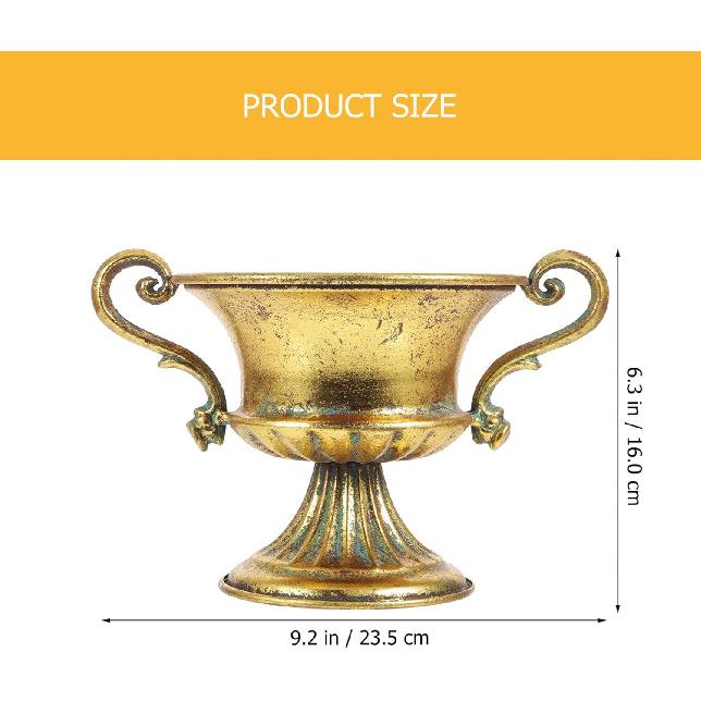 EXCEART Rustic Farmhouse Metal Flower Pot Antique Urn Planter Pedestal Vase Distressed Metal Vase Tall Trumpet Fancy Arrangement Pots for Centerpiece