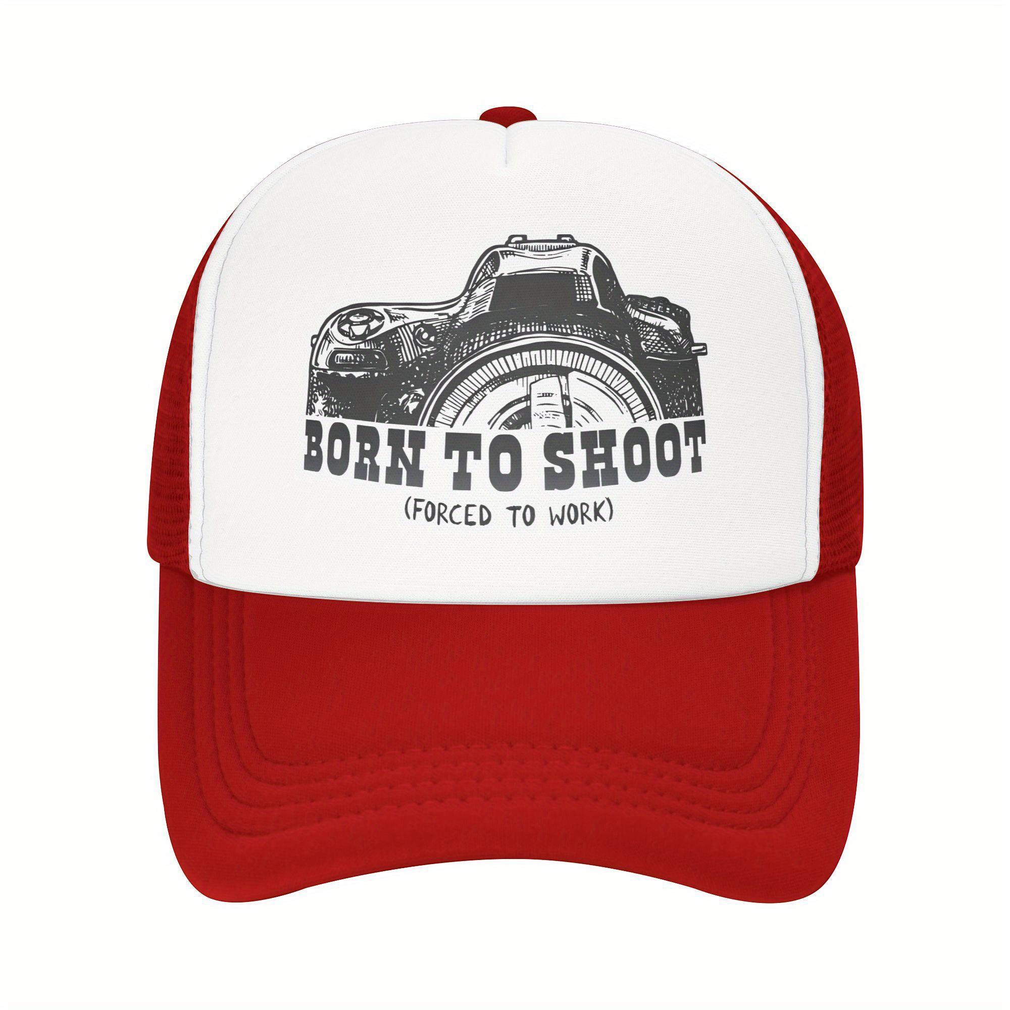 Born To Shoot Photographer Graphic Trucker Hat Breathable Mesh Baseball Cap Casual Adjustable Adult One Size