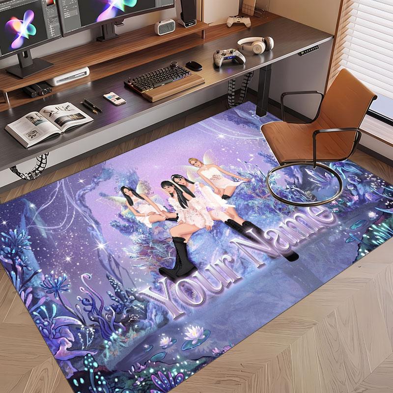 Custom Name Crystal Velvet Rug,aespa Comfortable Anti Slip Floor Mat For Room Decoration