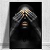 Classical Art Black Gold African Women Canvas Painting Wall Art Pictures Posters and Prints for Living Office Bedroom Home Decor No Frame