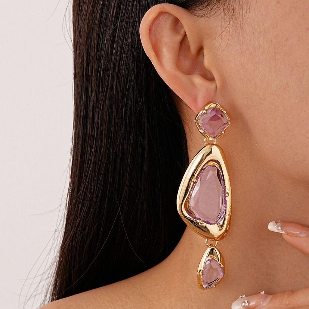 Transparent Crystal Exaggerated Drop Earrings Vintage Irregular Earrings Rhinestone Earrings Party